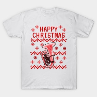 Tuba Ugly Christmas Tubaist Brass Teacher Musician T-Shirt